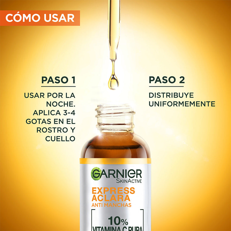 Garnier Express Aclara Sérum Noche Antimanchas Con Vitamina C Pura, 30ml Todo Tipo De Piel