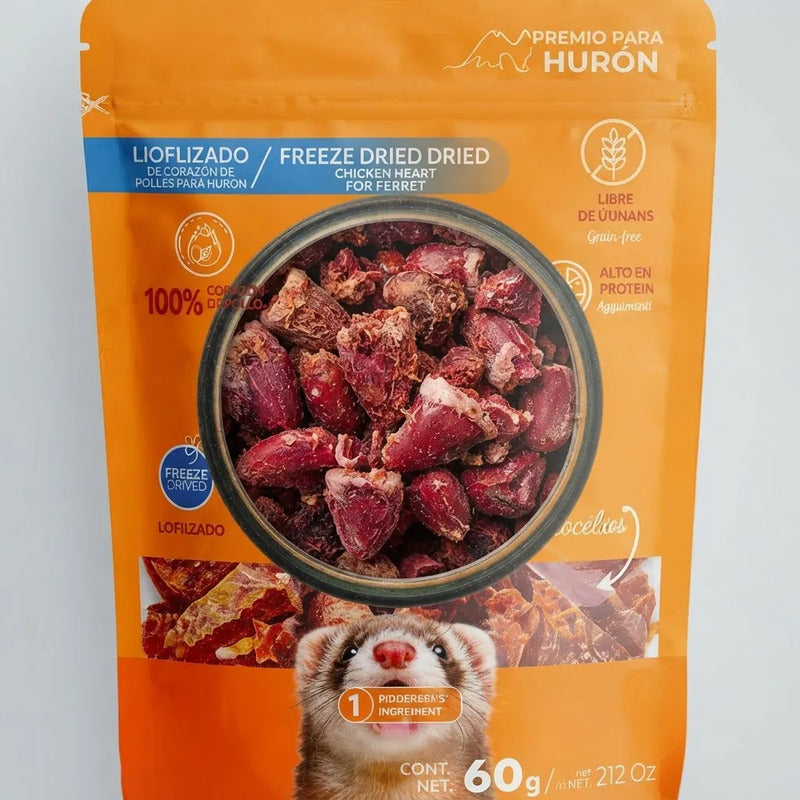 Premios Liofilizados De Corazón De Pollo Para Hurón, 60 G