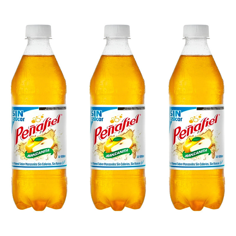 Agua Peñafiel Sin Azucar Sabor Manzanita 6 Piezas De 600ml