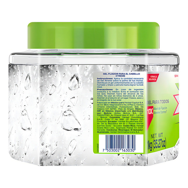 Xtreme Gel Para El Cabello, Professional, 1000g, Fijador, Sin Residuos, Sin Alcohol, A Base De Agua.
