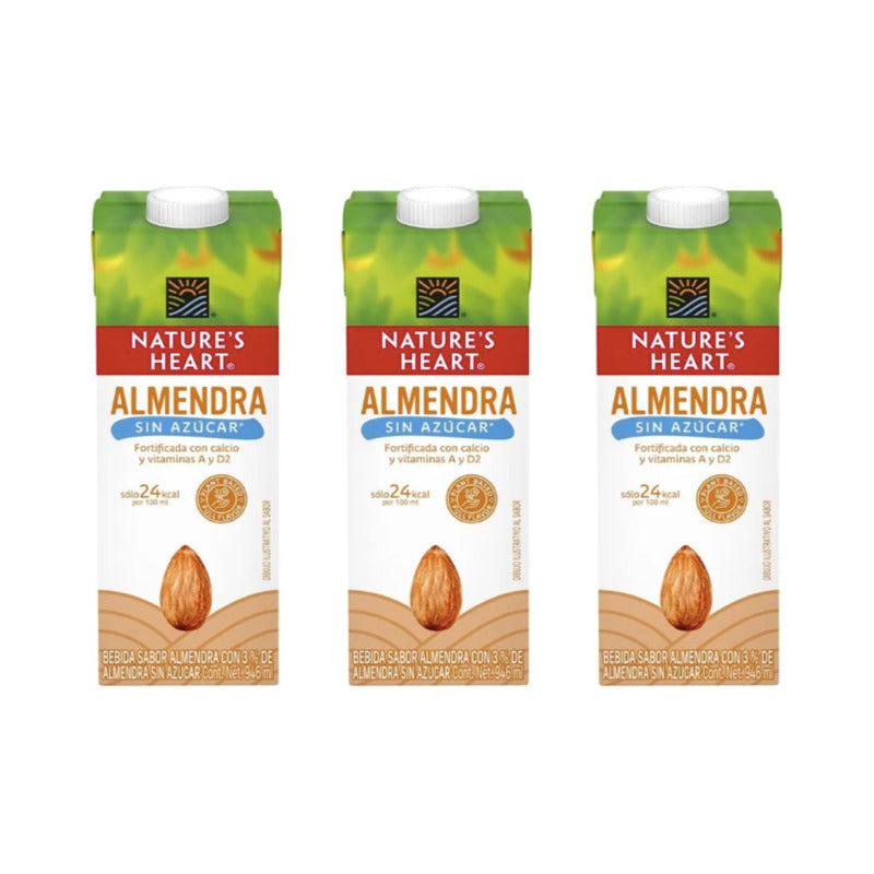 Bebida Nature's Heart Almendra Sin Azucar 3 Piezas De 946ml