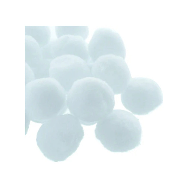 Mercería Pom Poms De 50mm Color Blanco 1 Paquete Con 30pz