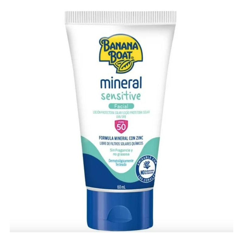 Banana Boat Mineral Sensitive Facial Fps 50+ 3 Pzas De 60ml