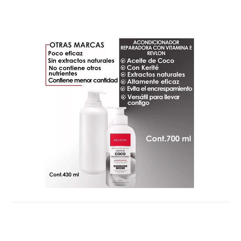 Acondicionador Revlon Aceite Coco & Vitamina E 700ml (4pzs)
