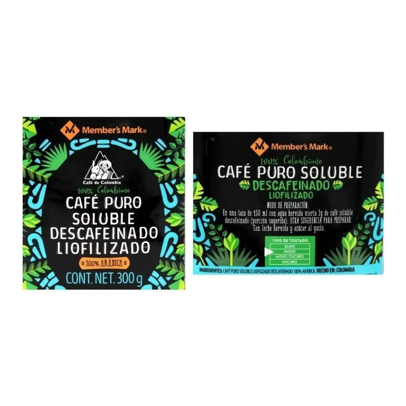 Cafe Puro Soluble Liofilizado Descafeinado Members Mark 300 Gr