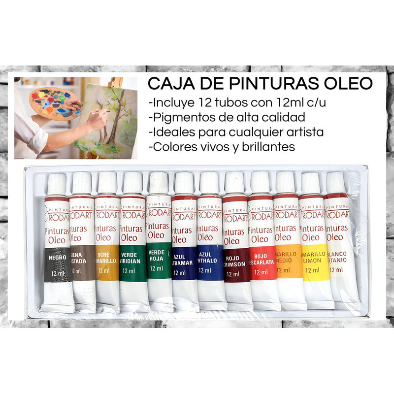 Pintura Oleo Rodart 12pzs Tubo 12ml Estudiante