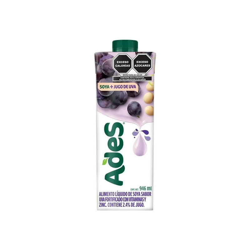 Alimento Líquido Soya Ades Sabor Uva 946ml 4pzs