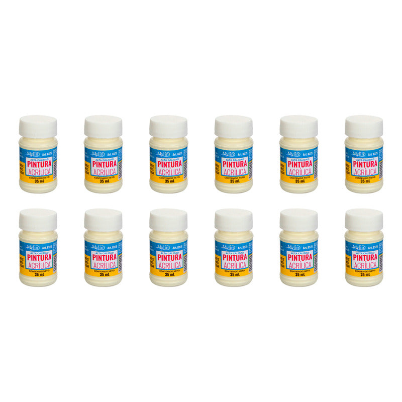 Pintura Acrílica Alta Calidad Color Crema 12 Pz De 35ml Crema