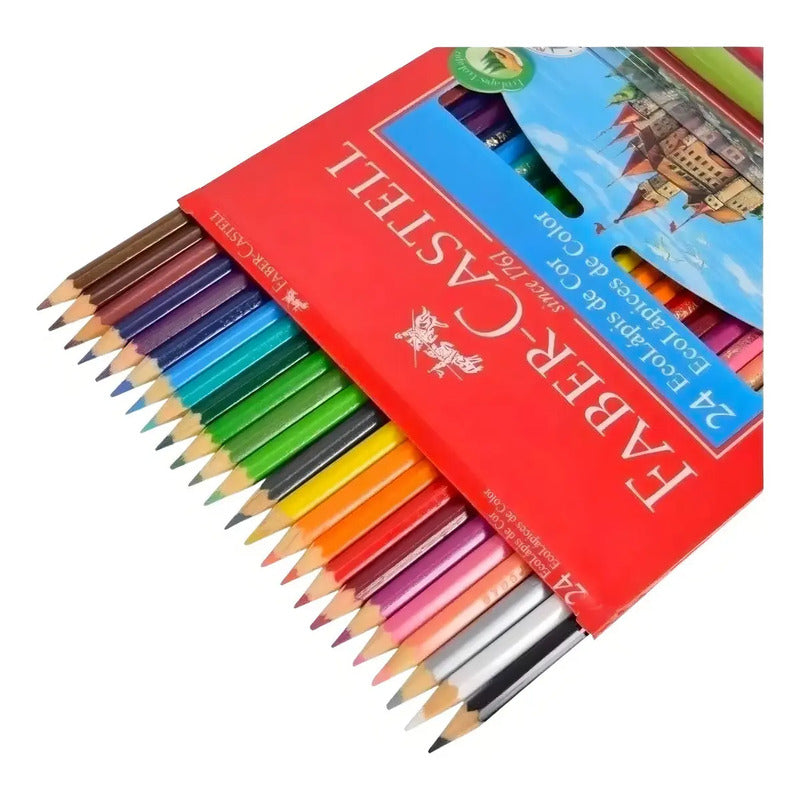 Lápices De Colores Faber-castell Hexagonal De 24 Piezas Varios
