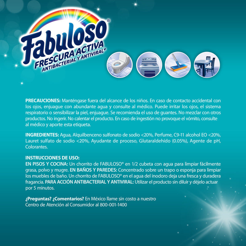 Limpiador Multiusos Fabuloso Antibacterial Mar Fresco 3.7l