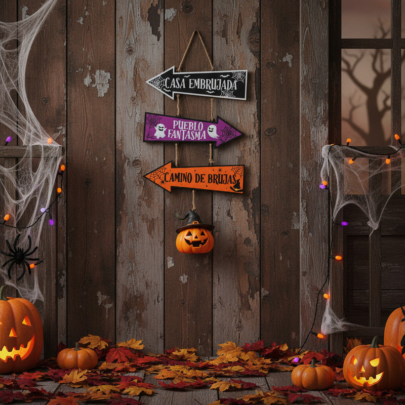 Letrero Flechas Halloween Medidas 52x25cm 1 Pieza Halloween