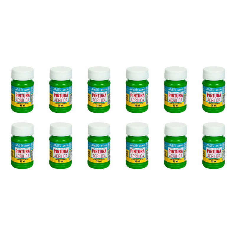 Pintura Acrílica Altacalidad Color Verde Bandera 12pz D 35ml Verde Bandera