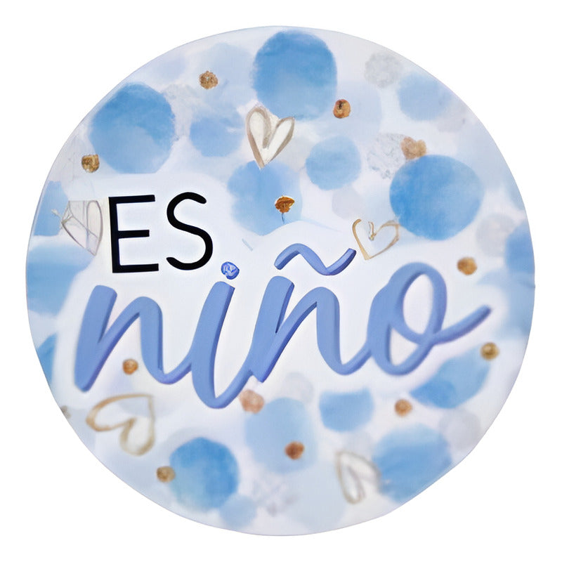 Calcomanía Azul Para Baby Shower Es Niño De 4.5x4.5cm 36 Pz