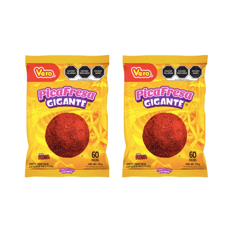 Dulces Vero Pica Fresa Gigante 720g Con 60pzas (2 Bolsas)