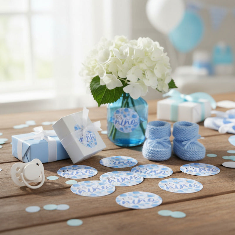 Tarjetas Para Baby Shower Es Niño De 3.5x3.5cm 24 Piezas Azul
