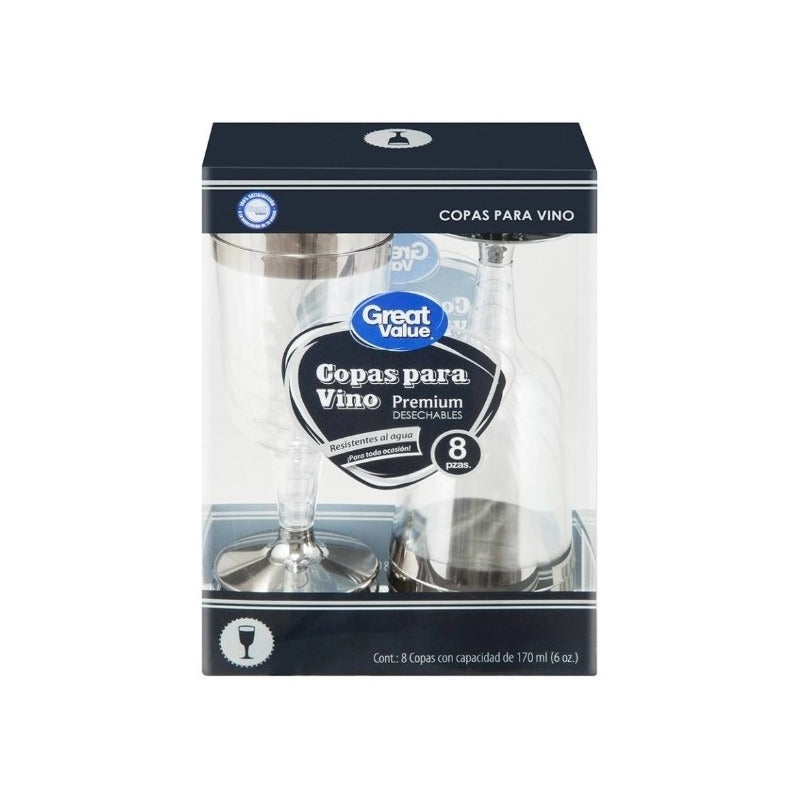 Copas Para Vino Great Value Premium Desech 6paq C\8pz.