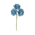 Ramito De Rosas Artificial Color Azul X3 Flores D 13.5cm 6pz Azul