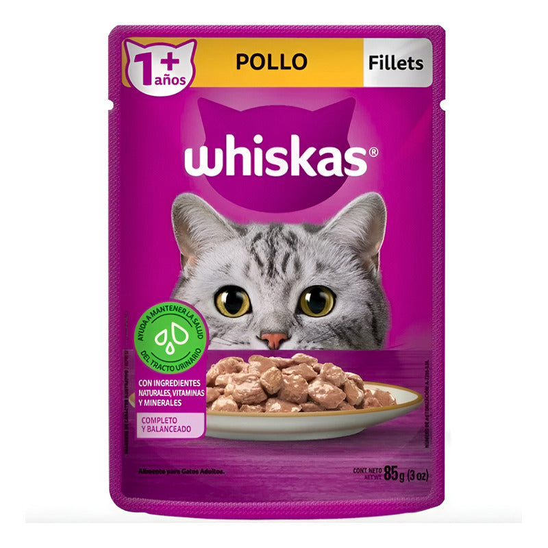 Alimento Gato Whiskas Adulto Fillets Pollo 85gr (9 Sobres)