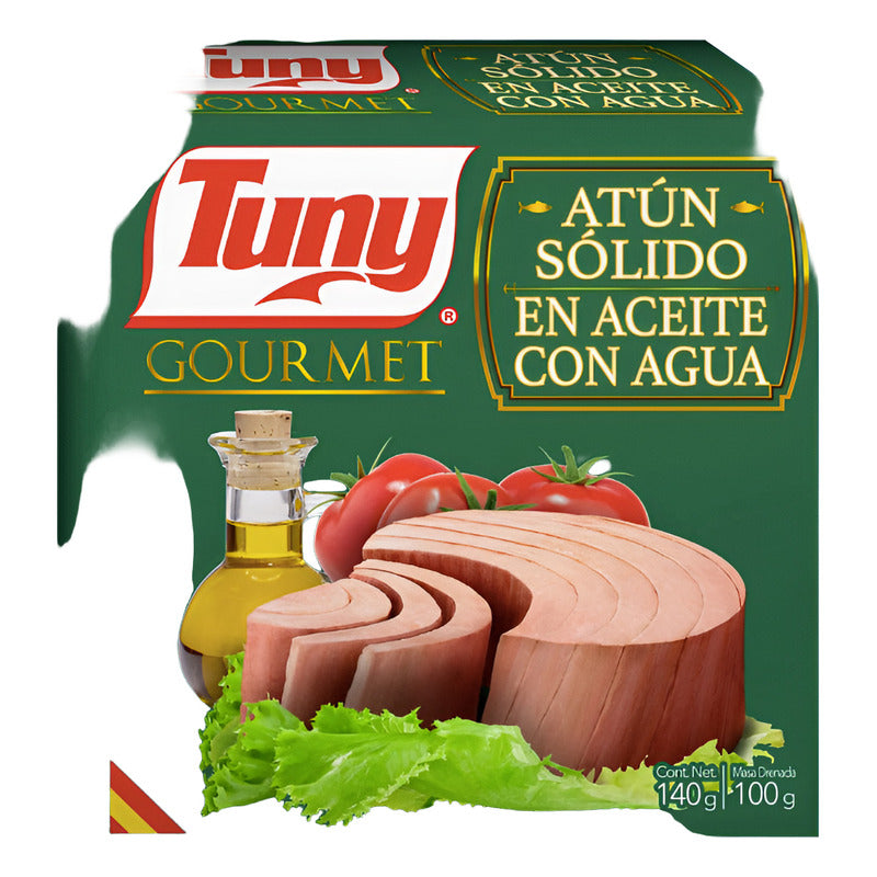 Atún Solido En Aceite Con Agua Gourmet Tuny 12 Pzas De 140gr