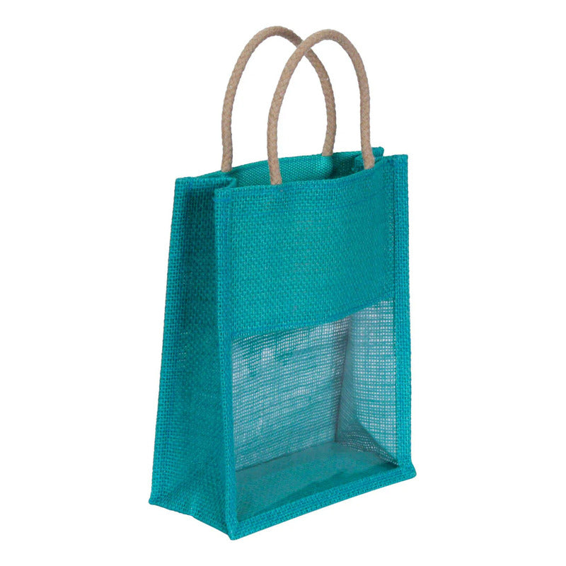 Bolsa De Yute Ventana Azul 27.5x21x10cm (3piezas)