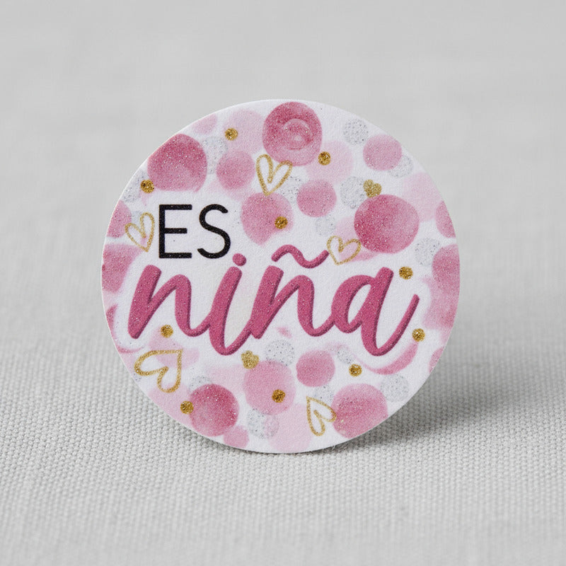Etiqueta Rosa Para Baby Shower Es Niña De 4.5x4.5cm 12 Pz Rosa