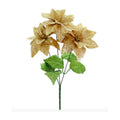 Nochebuena Color Oro Ramo Fino Con 3 Flores De 25cm Oro