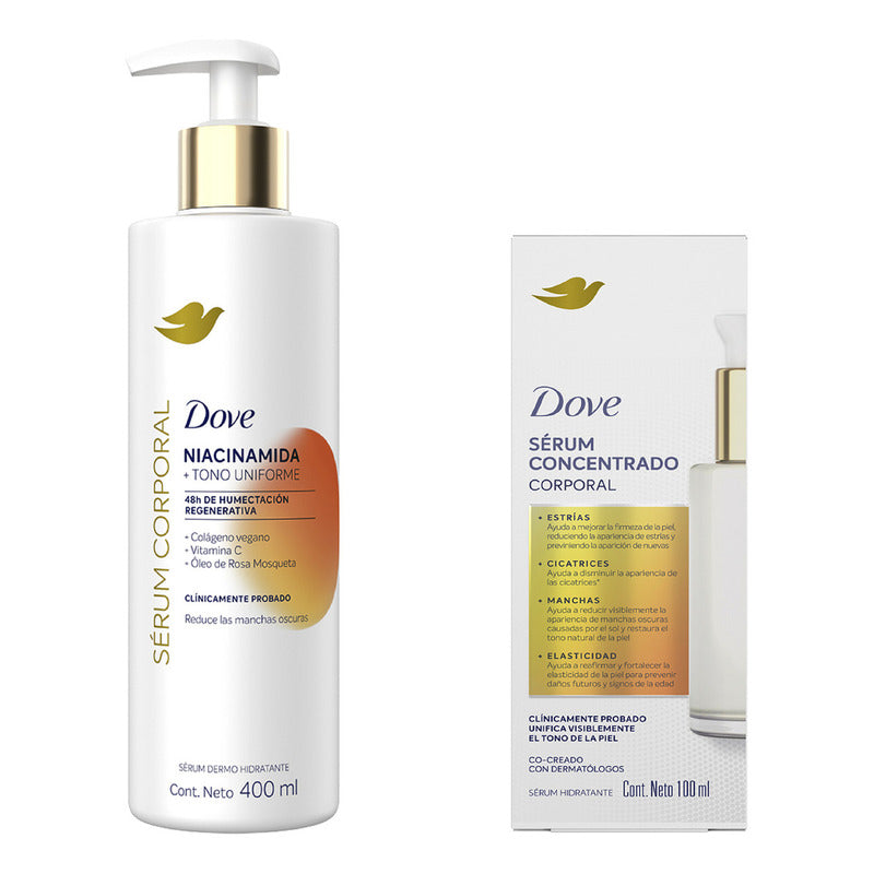 Dove Sérum Corporal Con Niacinamida, Hidratación Uniforme, 400 Ml + Concentrado 100 Ml Ligera