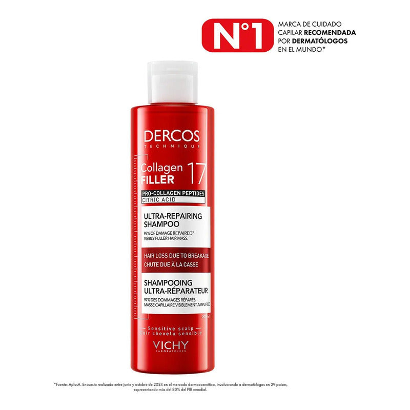 Vichy Dercos Shampoo Ultra Reparador Daño Quebradizo 200ml