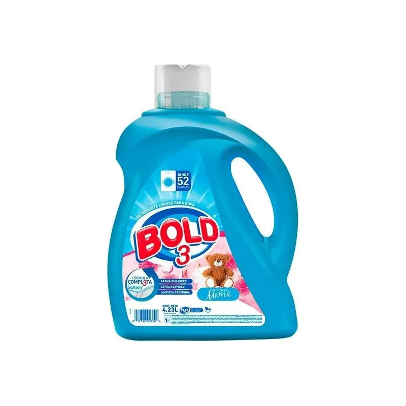 Detergente Líquido Bold 3 Cariñitos De Mamá 4.23l Fragancia Floral