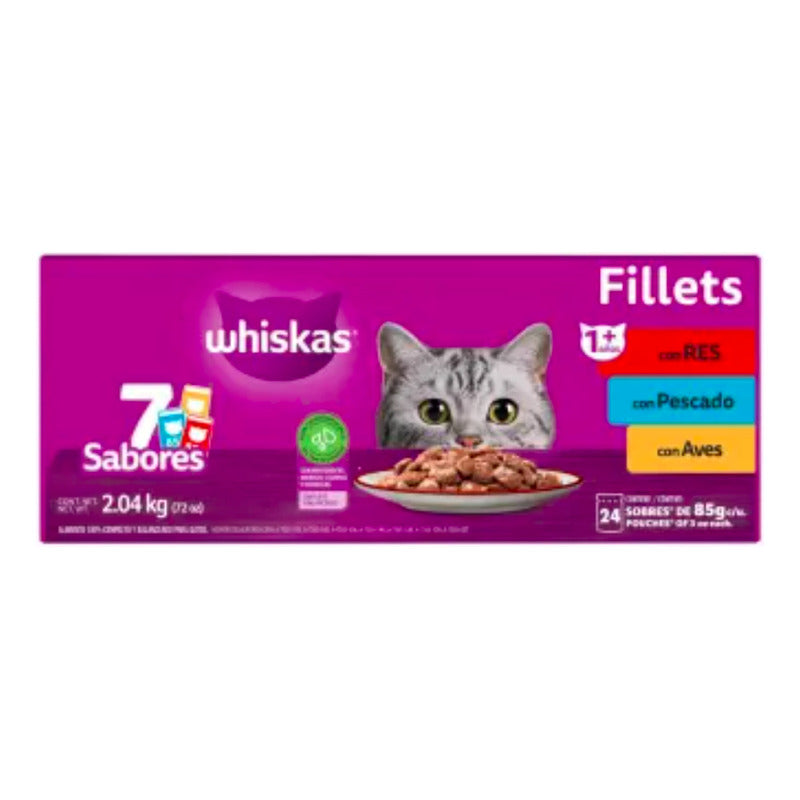 Alimento Húmedo Para Gato Whiskas De 85g (24 Sobres)