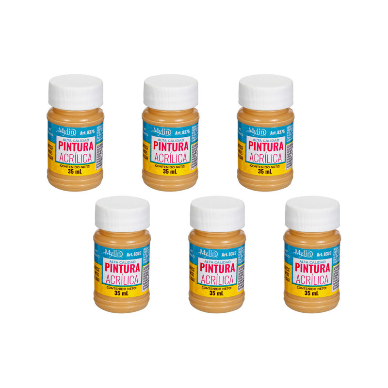 Pintura Acrílica Alta Calidad Color Camello 6 Pz De 35ml Camello