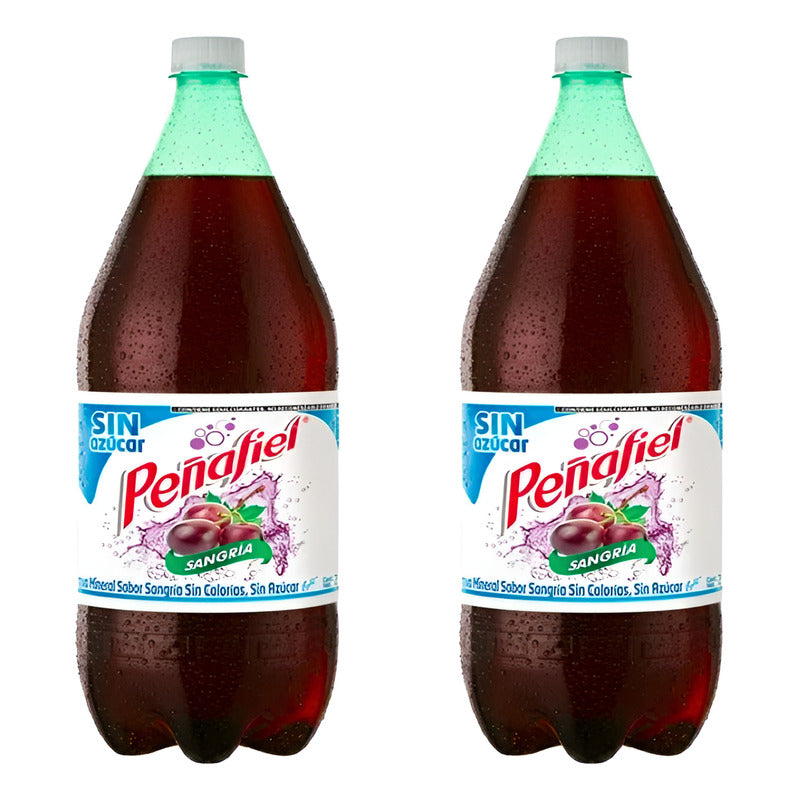 Agua Peñafiel Sin Azúcar Sabor Sangría 12 Piezas De 2 Litros