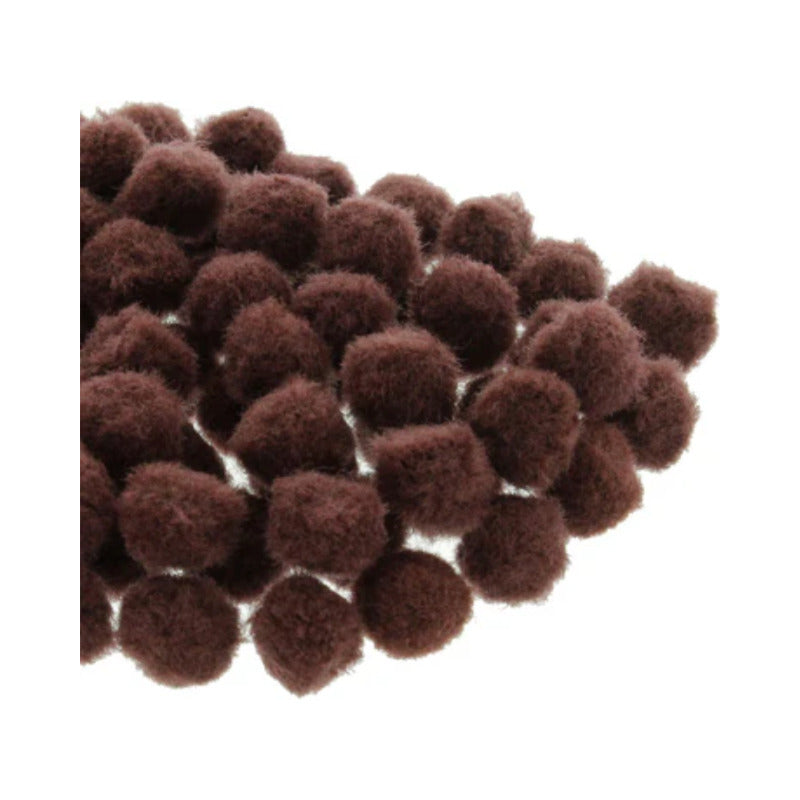 Mercería Pom Poms De 19mm Color Cafe 3 Paq De 100pz