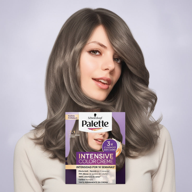Tinte P/ Cabello Palette 7-1 Rubio Medio Cenizo 2 Pz De 50ml 7-1 Rubio Medio Cenizo