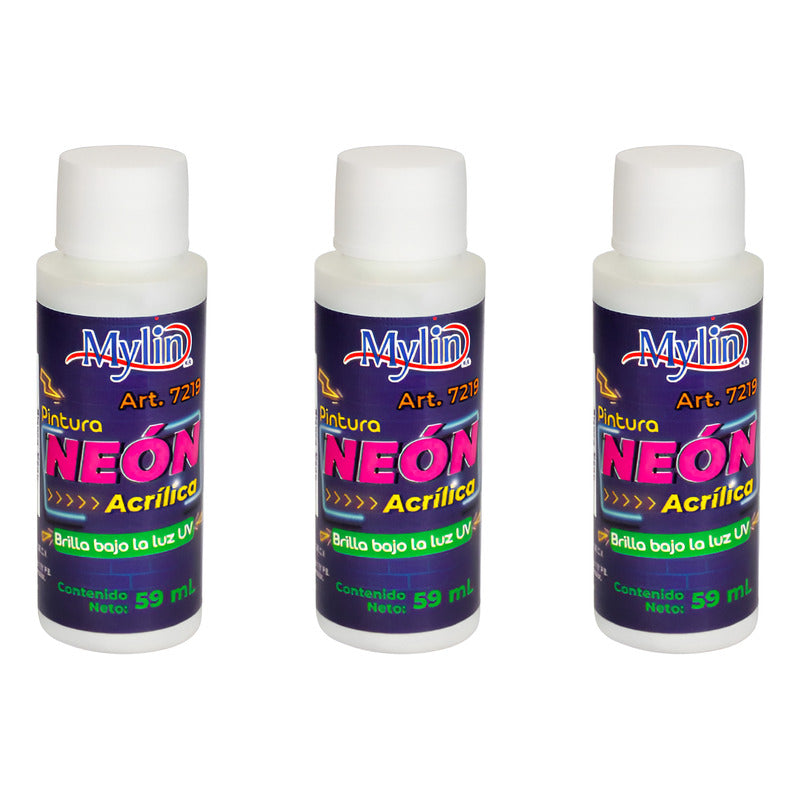 Pintura Acrílica Blanco Neón 3 Piezas De 59ml Blanco Neon