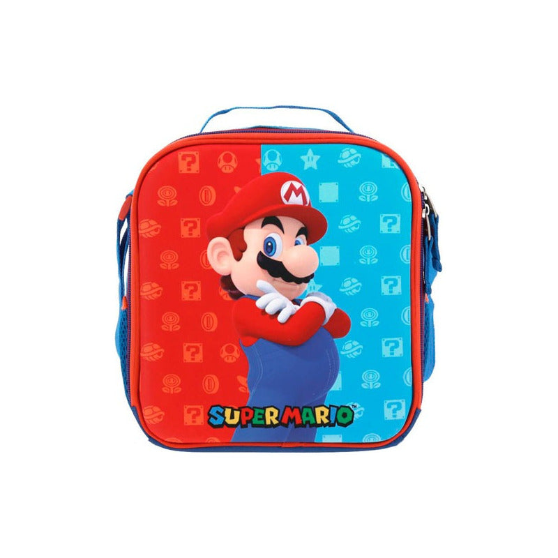 Lonchera Escolar Mario Bros Azul Chenson Rojo/azul Colorido Inspirado En Mario Bros