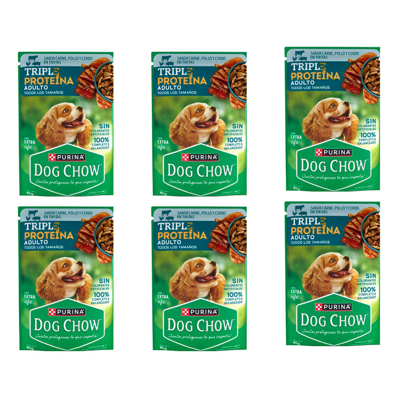 Alimento Para Perro Dog Chow Adulto Triple Carne 6pz De 85g