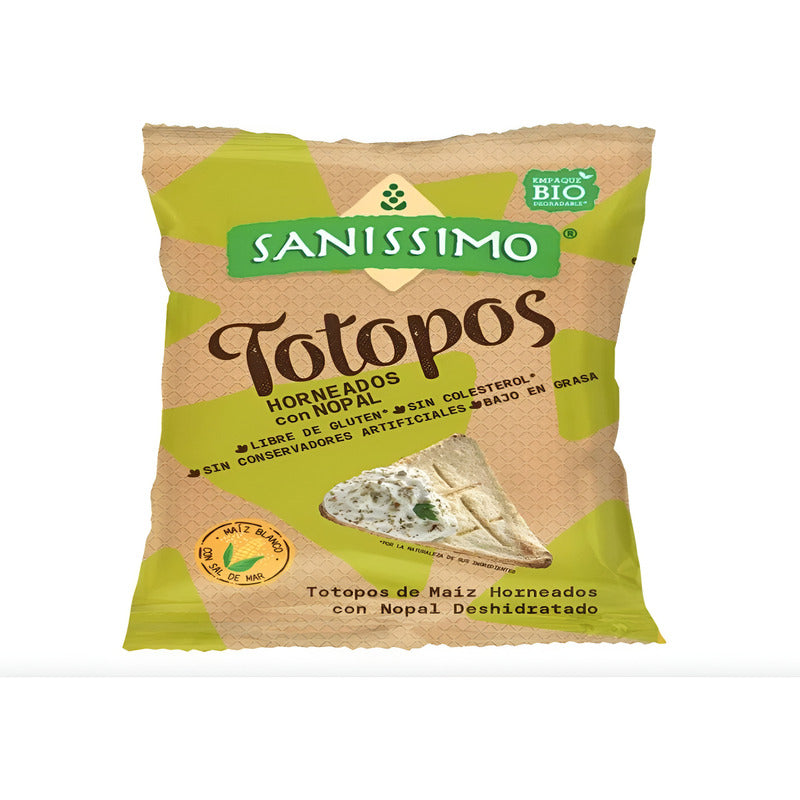 Totopos Horneados De Maíz Con Nopal Sanissimo 2 Pzs De 200gr