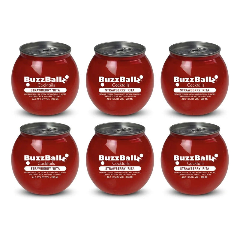 Buzzballz Strawberry Rita Coctel 200ml (6piezas)