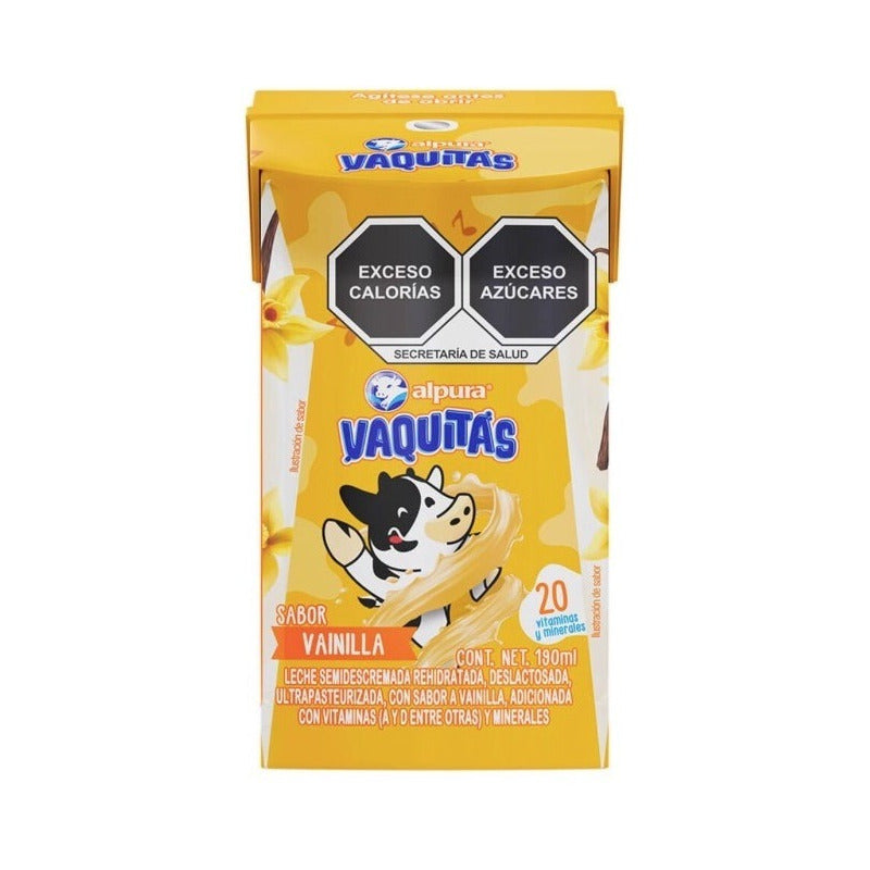 Leche Alpura Vaquitas Sabor Vainilla 190 Ml 24pzas