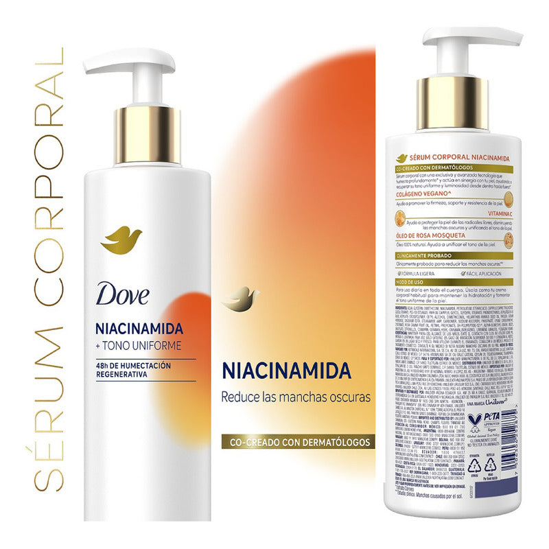 Dove Sérum Corporal Con Niacinamida, Hidratación Uniforme, 400 Ml + Concentrado 100 Ml Ligera