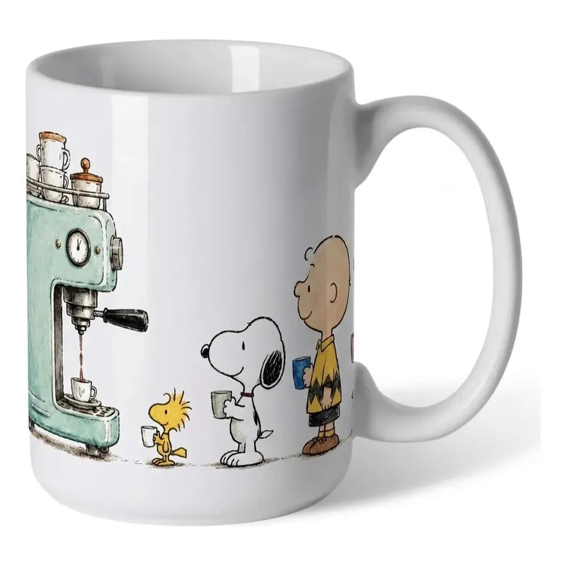 Taza De Cerámica Snoopy Y Charlie Brown Peanuts Blanco Snoopy