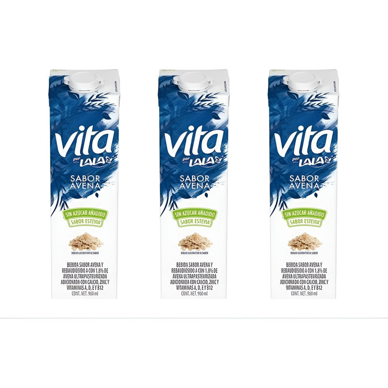 Bebida Vita Lala Sabor Avena Con Estevia 12 Piezas De 960ml