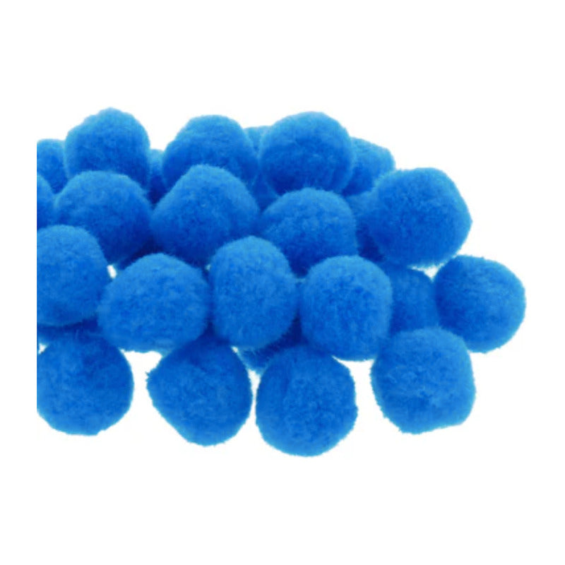Mercería Pom Poms De 25mm Color Azul 3 Paquetes Con 100pz