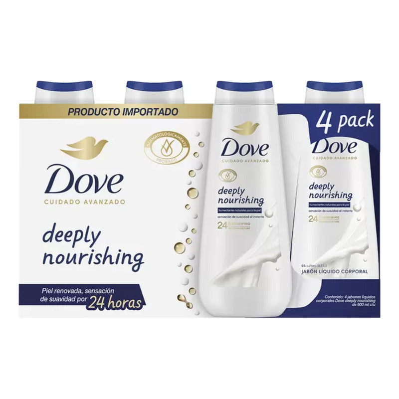 Dove Jabón Corporal Líquido 4 Pzas De 600 Ml