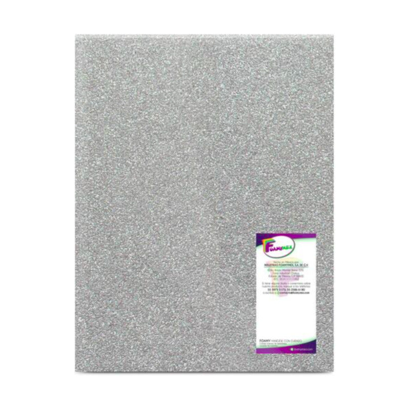 Foamy Diamantado Color Plata Tamaño Carta Paquete De 5 Pz