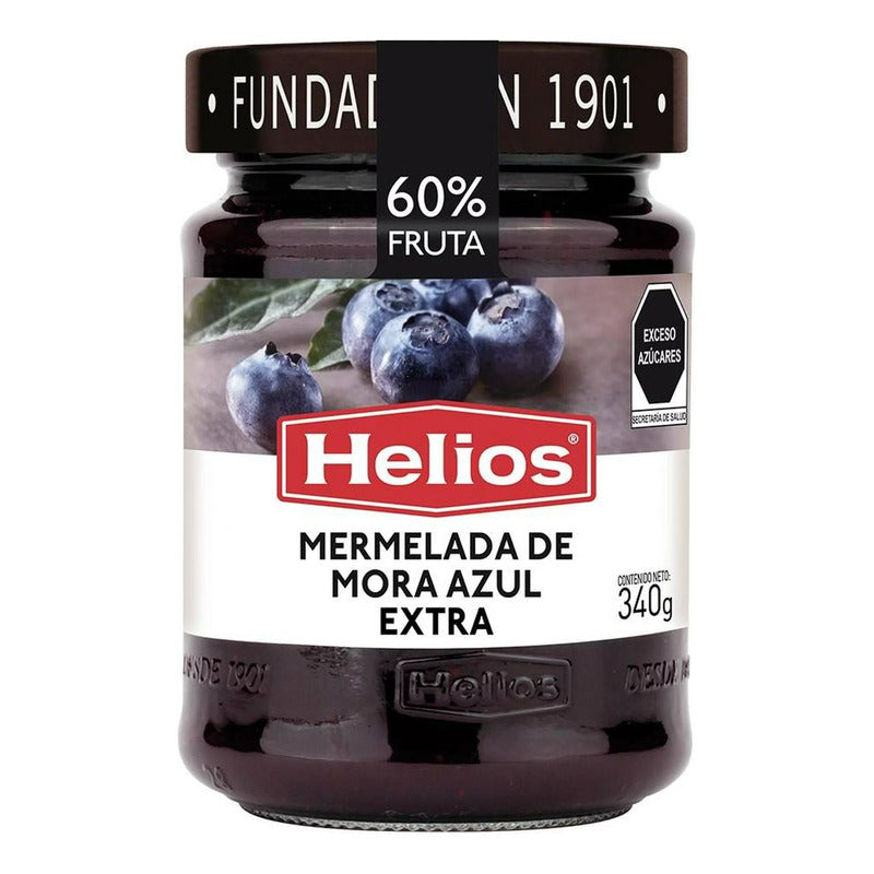 Mermelada De Mora Azul Helios Extra 340g (3 Frascos)