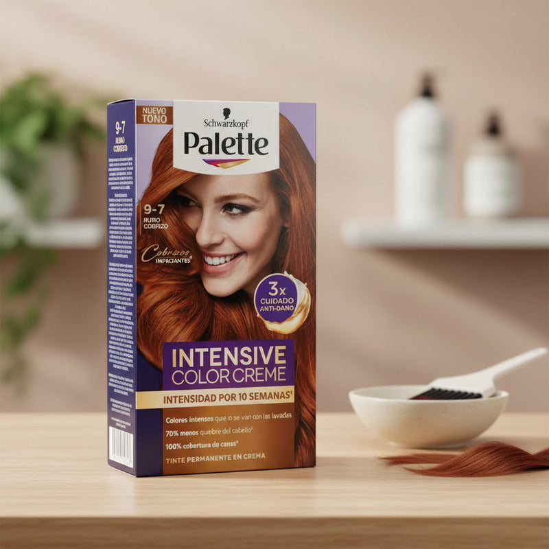 Tinte Para Cabello Palette 9-7 Rubio Cobrizo 4 Pzas De 50ml Rubio Cobrizo 9-7