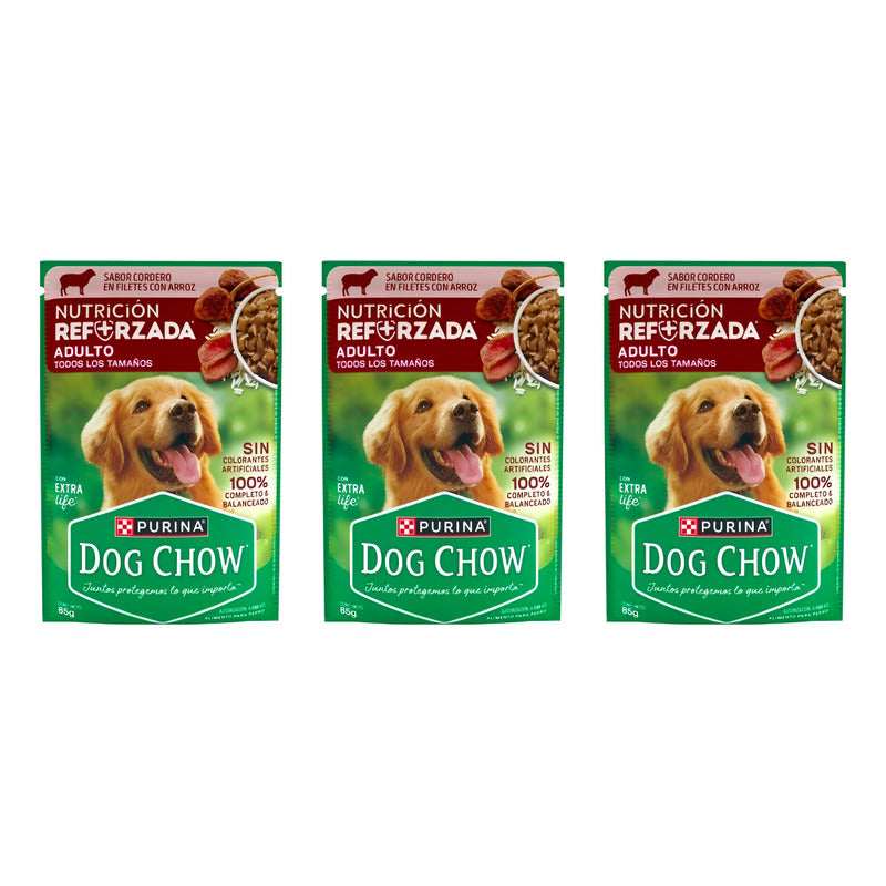 Alimento Húmedo P/perro Purina Dog Chow Cordero 3 Pz De 85g
