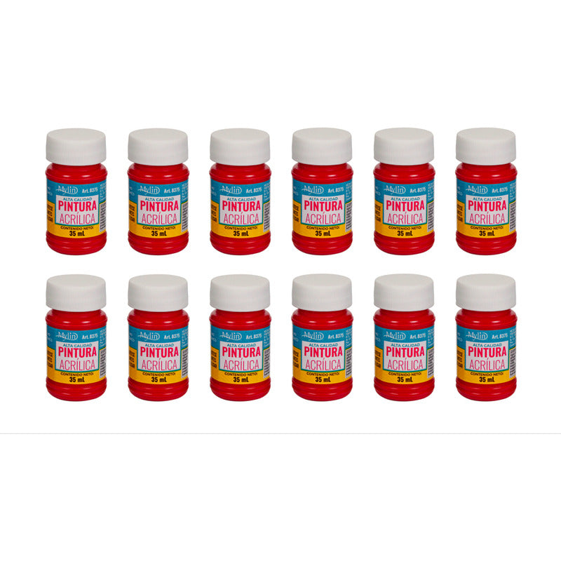 Pintura Acrílica Alta Calidad Color Vino Rojizo 12pz De 35ml Vino Rojizo